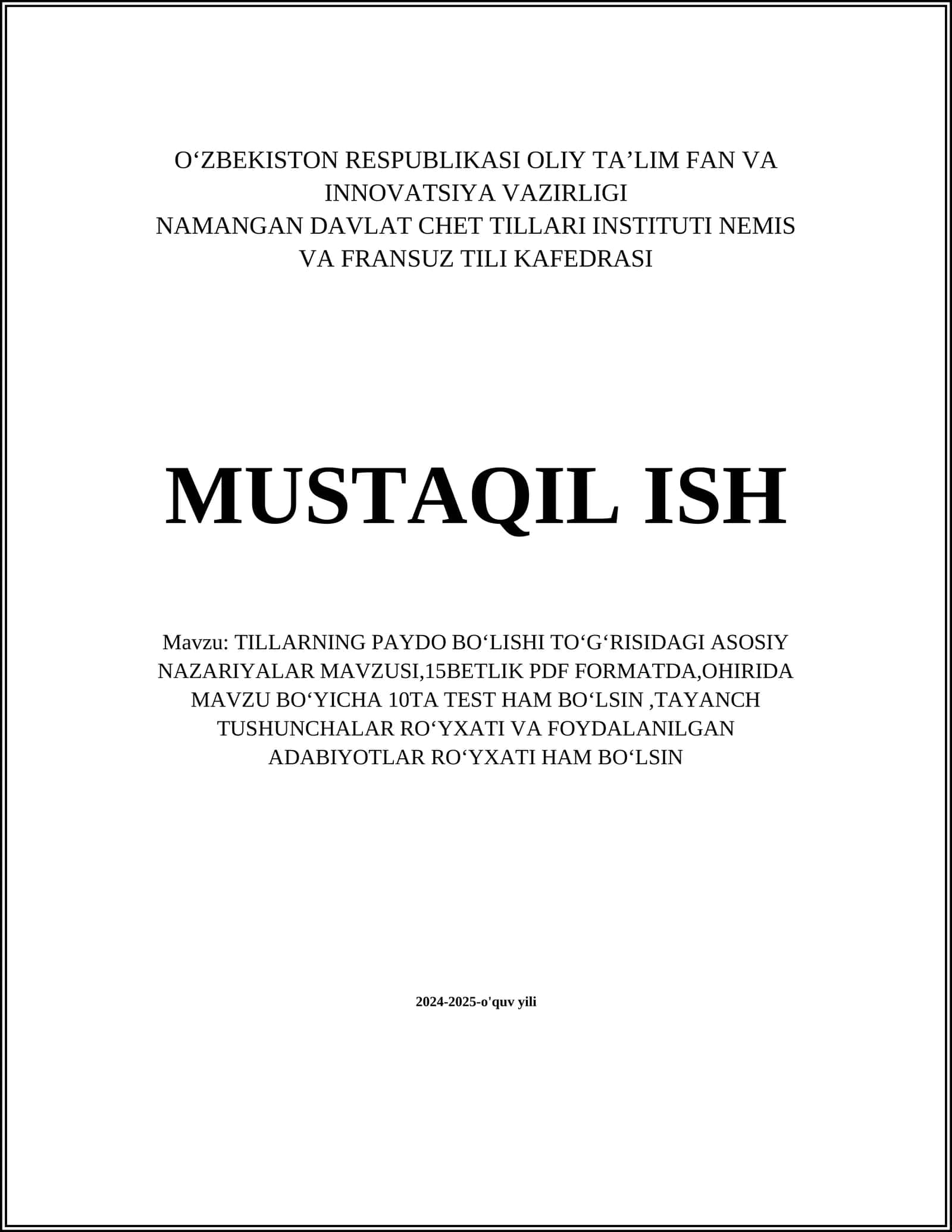 TILLARNING PAYDO BOʻLISHI TOʻGʻRISIDAGI ASOSIY NAZARIYALAR