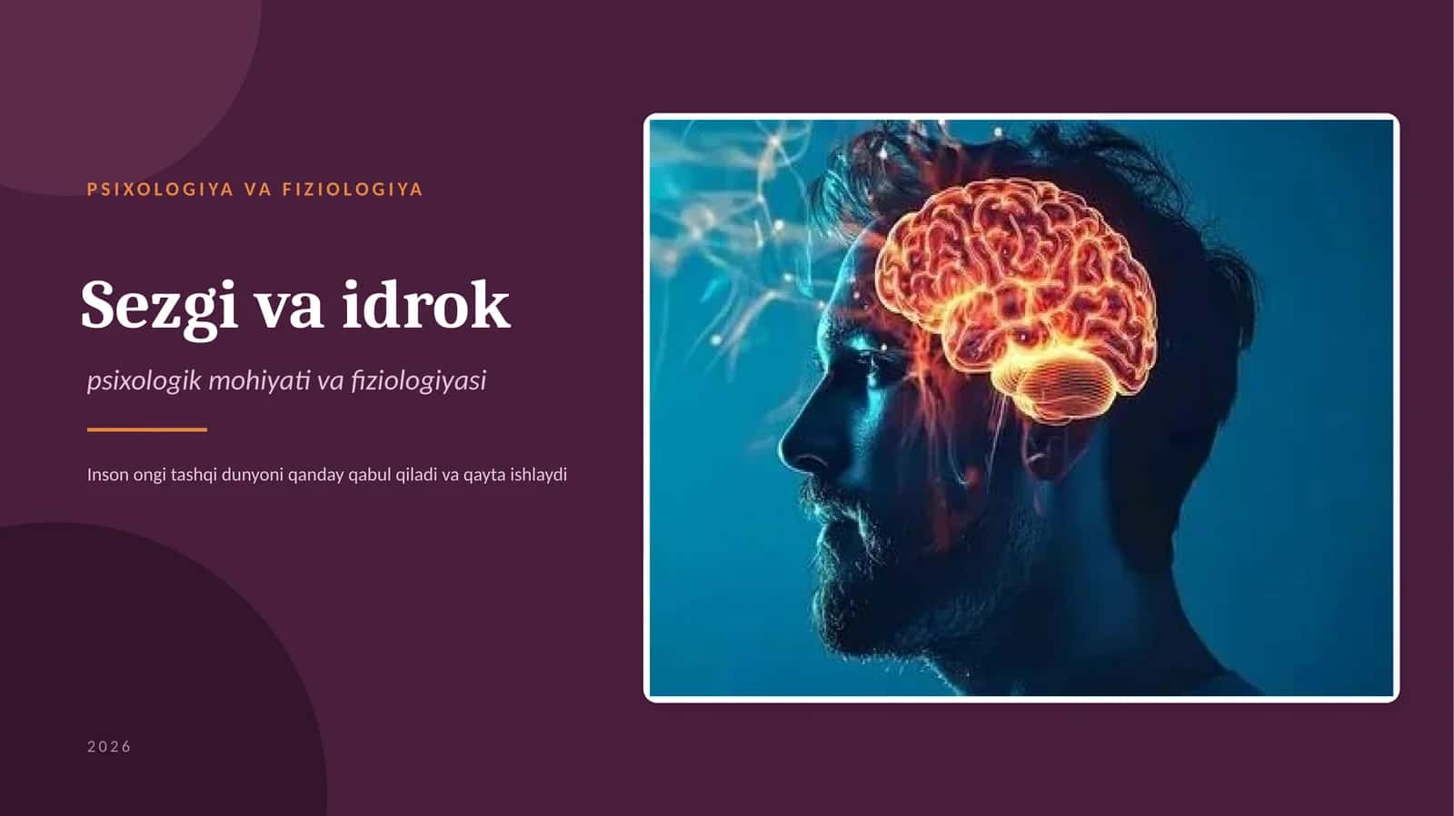 Sezgi va idrokning psixologik mohiyati, fiziologiyasi