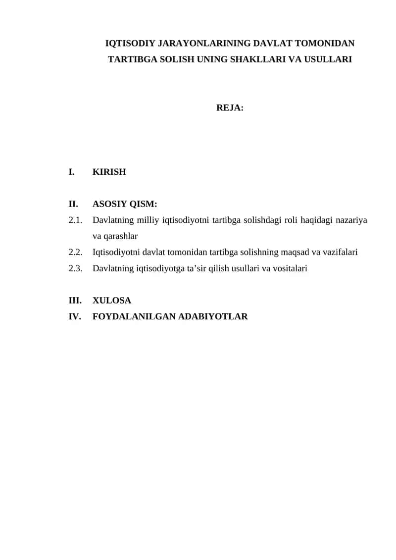 Davlat tomonidan tartibga solish