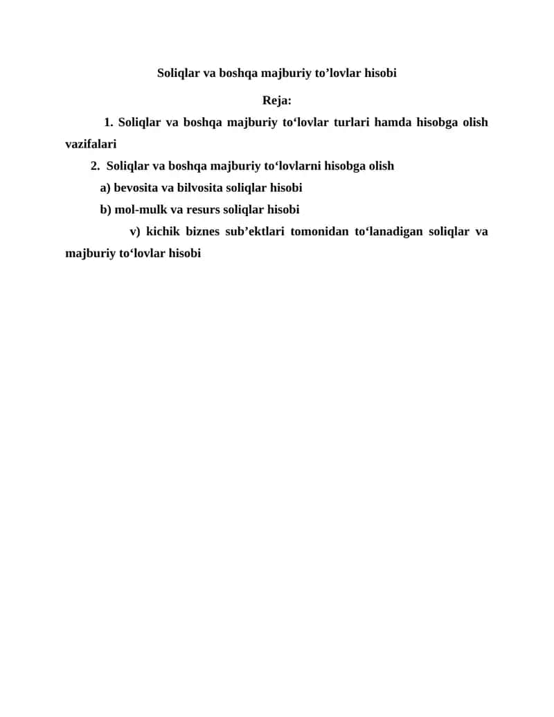 Soliqlar va Boshqa Majburiy To'lovlar Hisobi