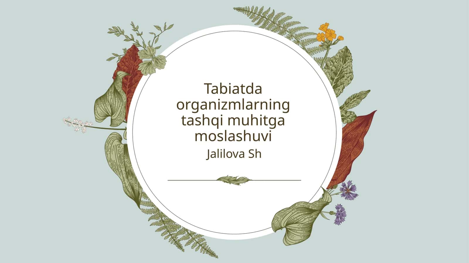 Tabiatda organizmlarning tashqi muhitga moslashuvi