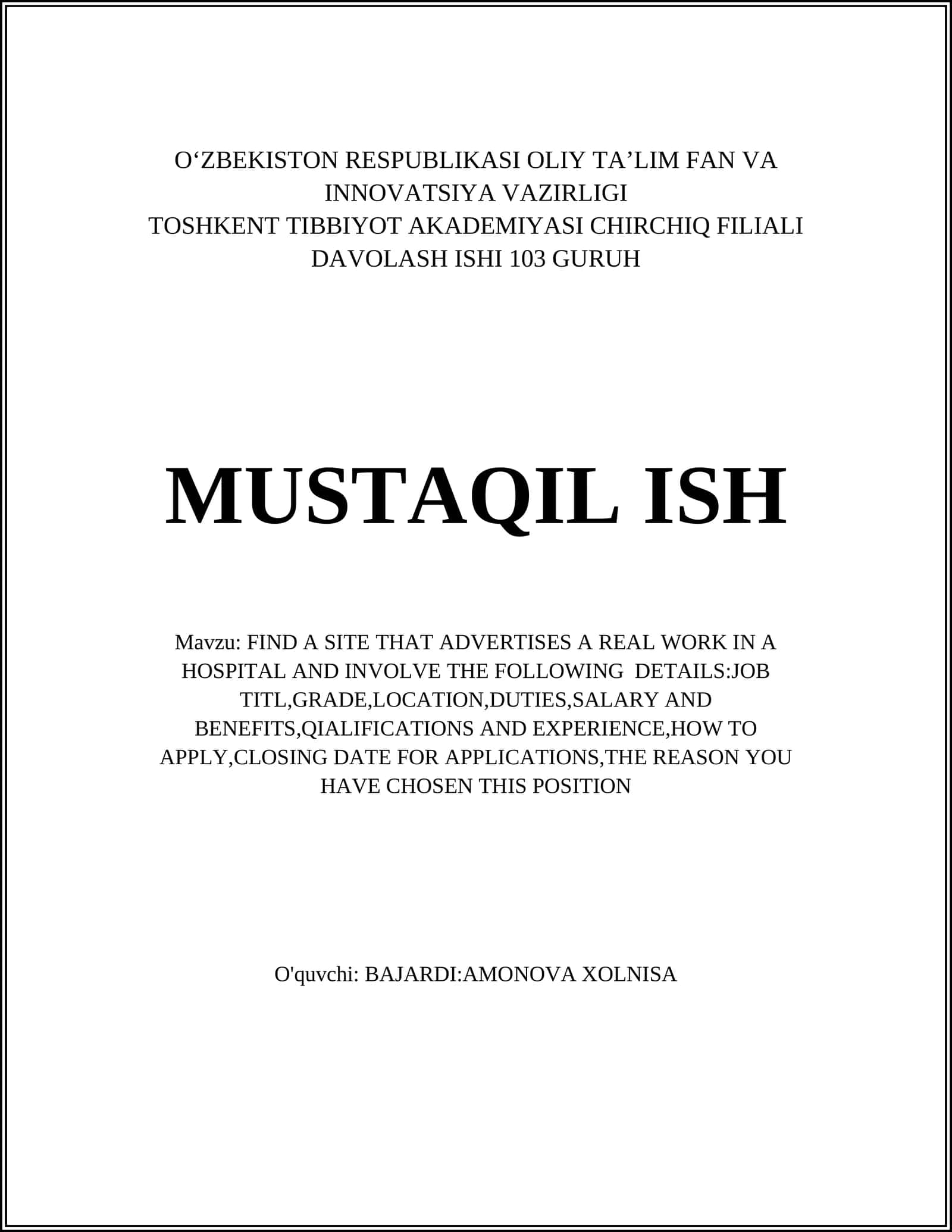 Ish e'lonlari sayti topish