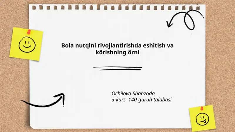 Bola nutqini rivojlantirishda eshitish va kôrishning ôrni