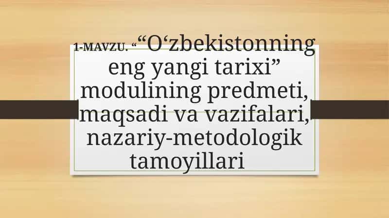 O‘zbekistonning eng yangi tarixi