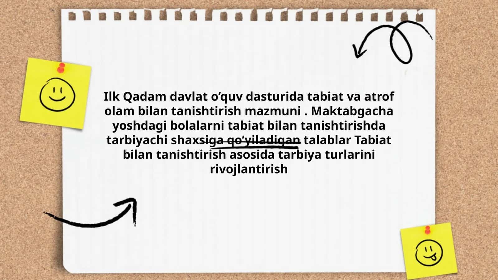 Ilk Qadam davlat o’quv dasturida tabiat va atrof olam bilan tanishtirish mazmuni