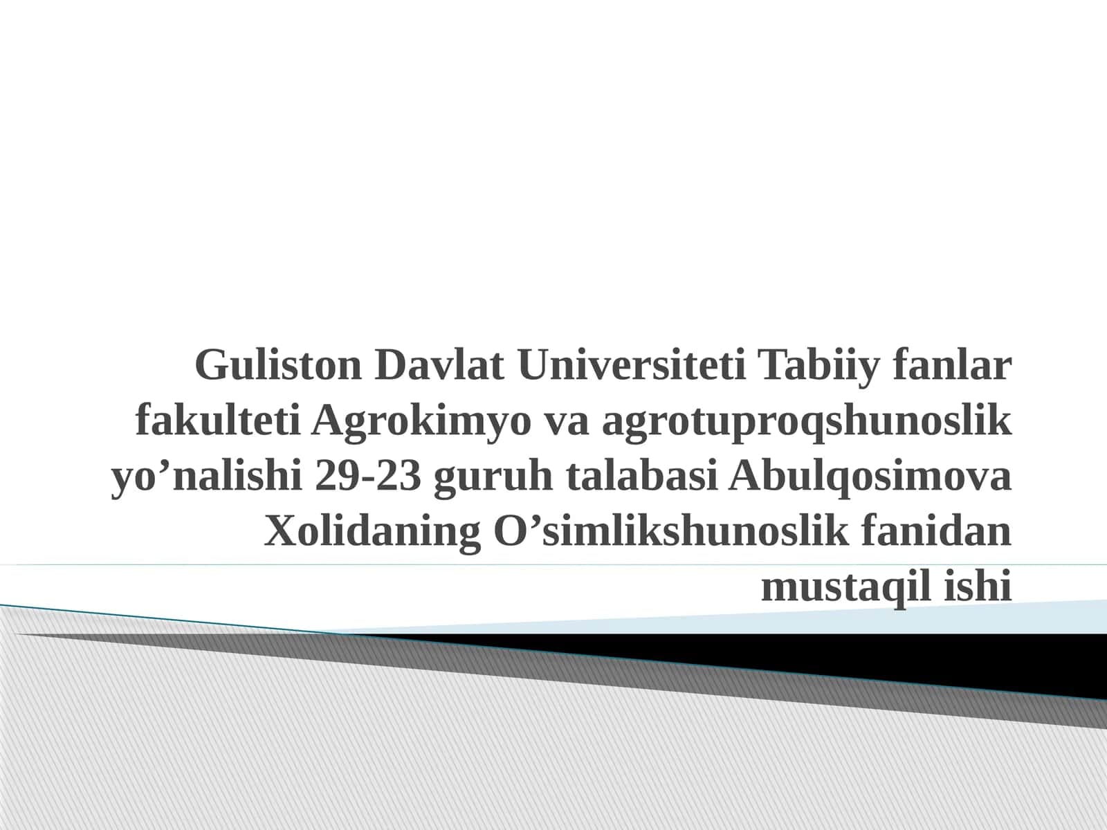 Agrokimyo va agrotuproqshunoslik savollari
