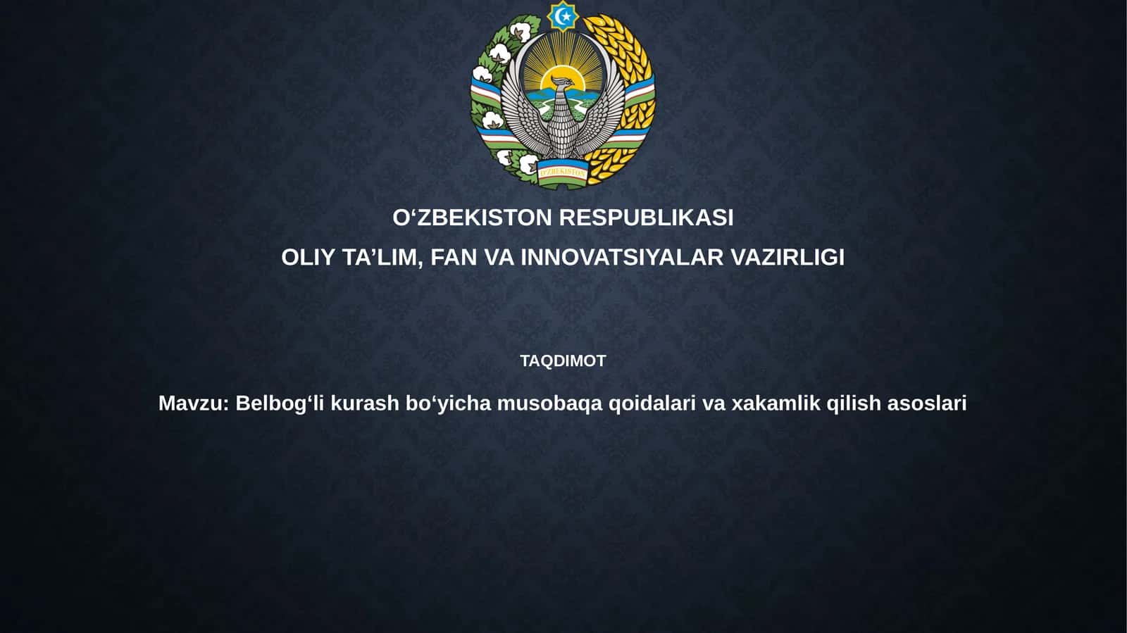 Belbog‘li kurash bo‘yicha musobaqa qoidalari va hakamlik qilish asoslari