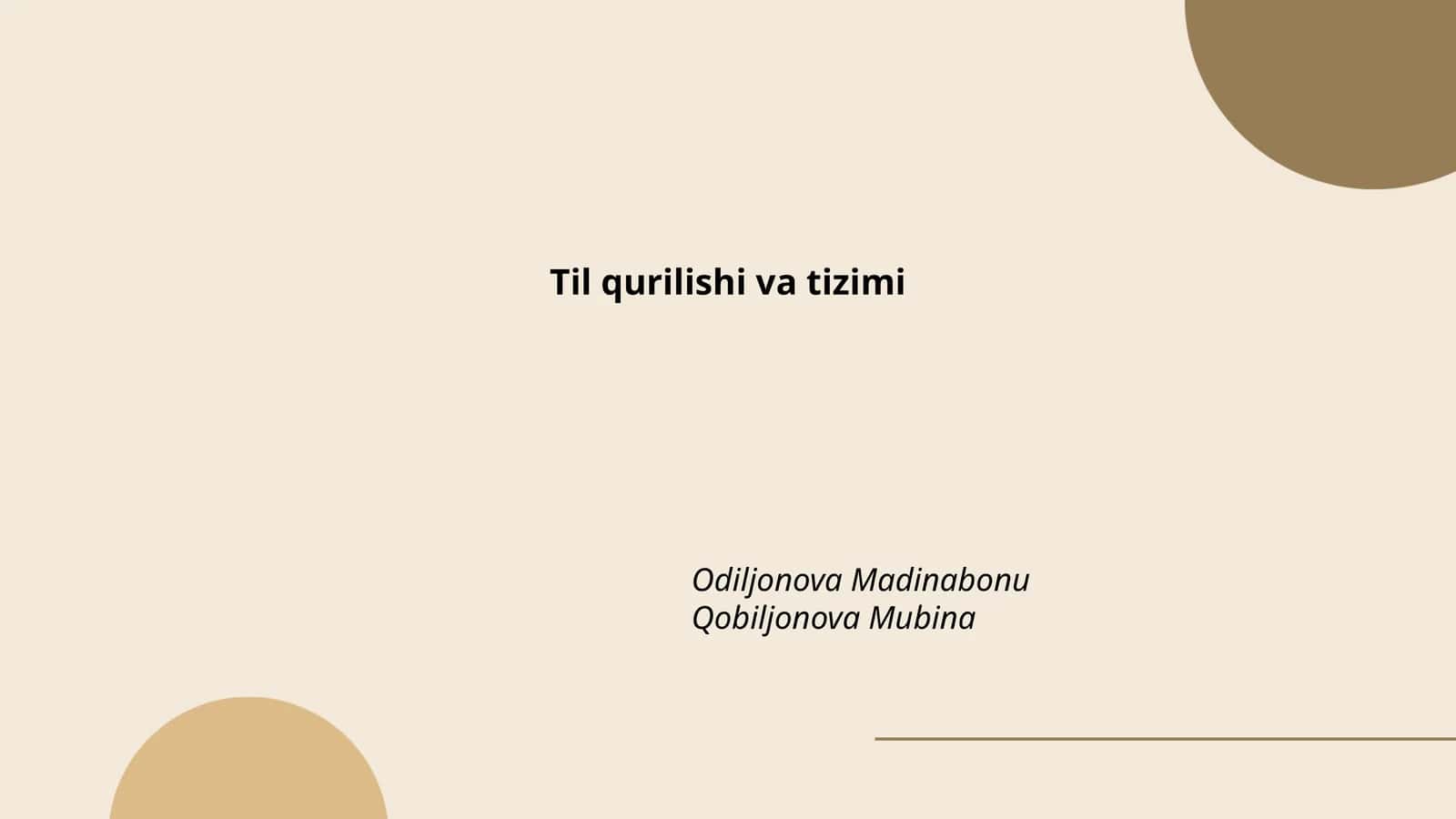 Til qurilishi va tizimi