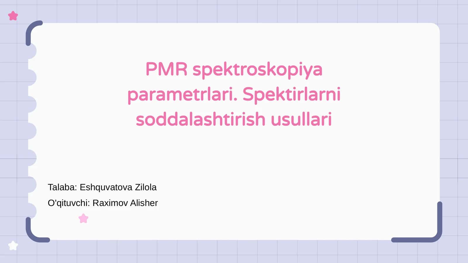 PMR spektroskopiya parametrlari