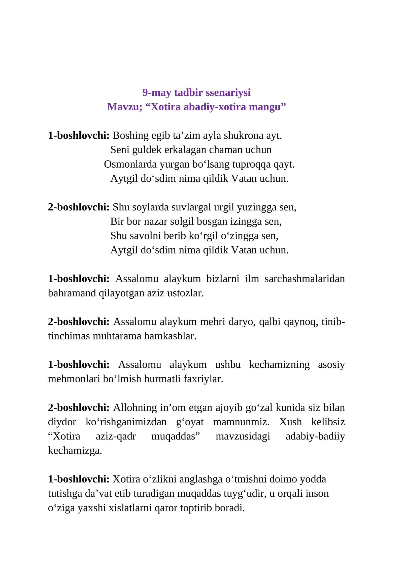 “Xotira abadiy-xotira mangu”