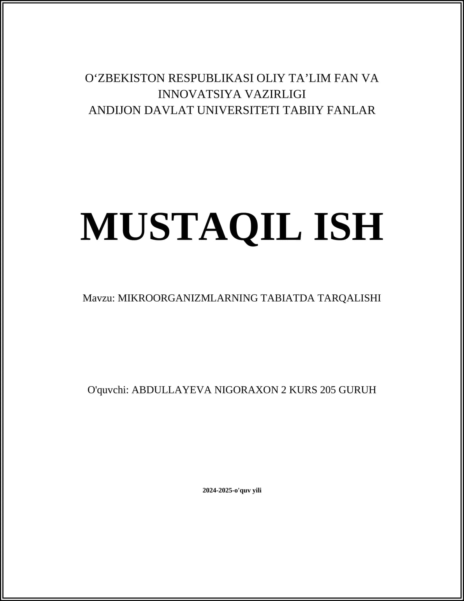 MIKROORGANIZMLARNING TABIATDA TARQALISHI