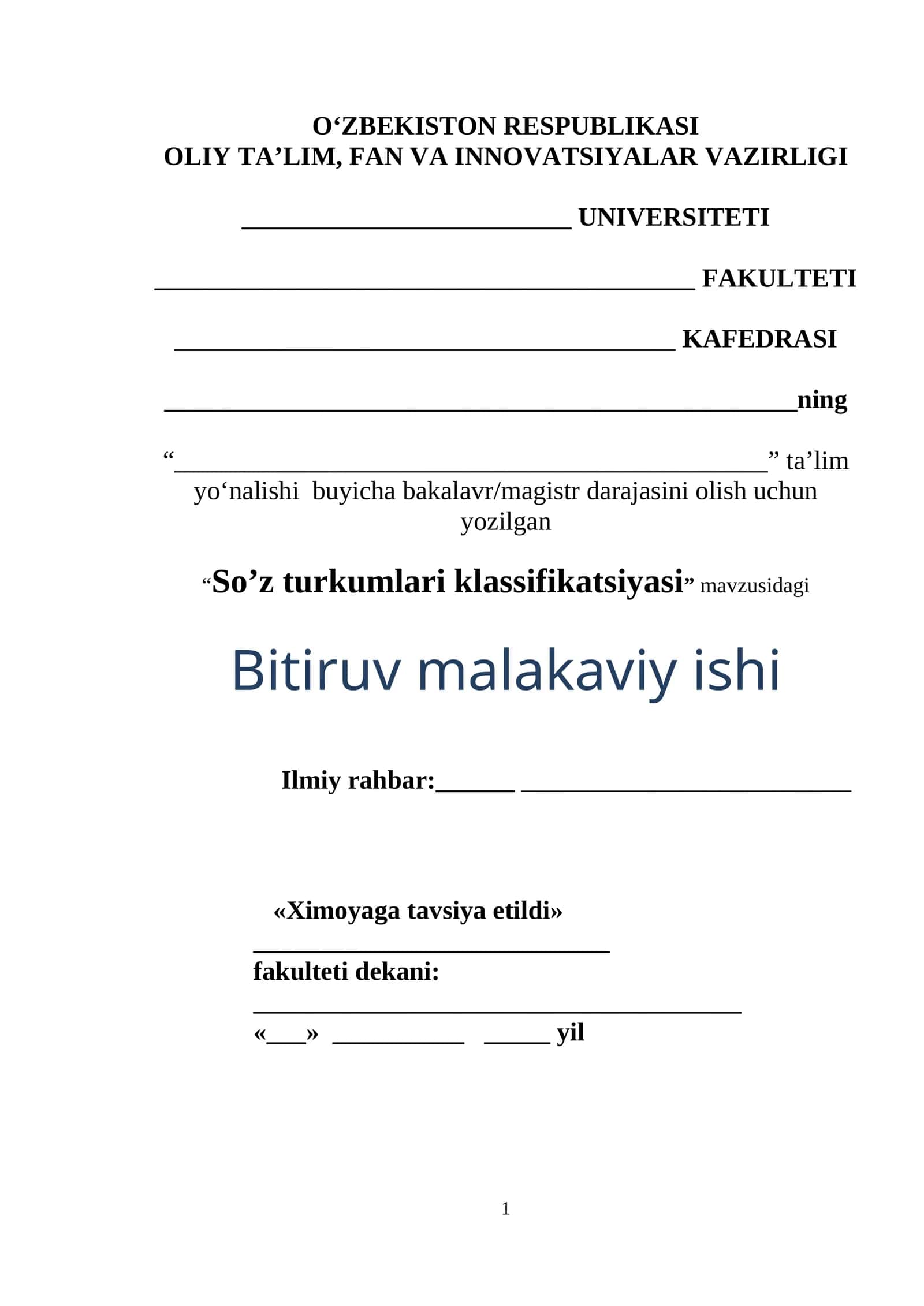 So’z turkumlari klassifikatsiyasi