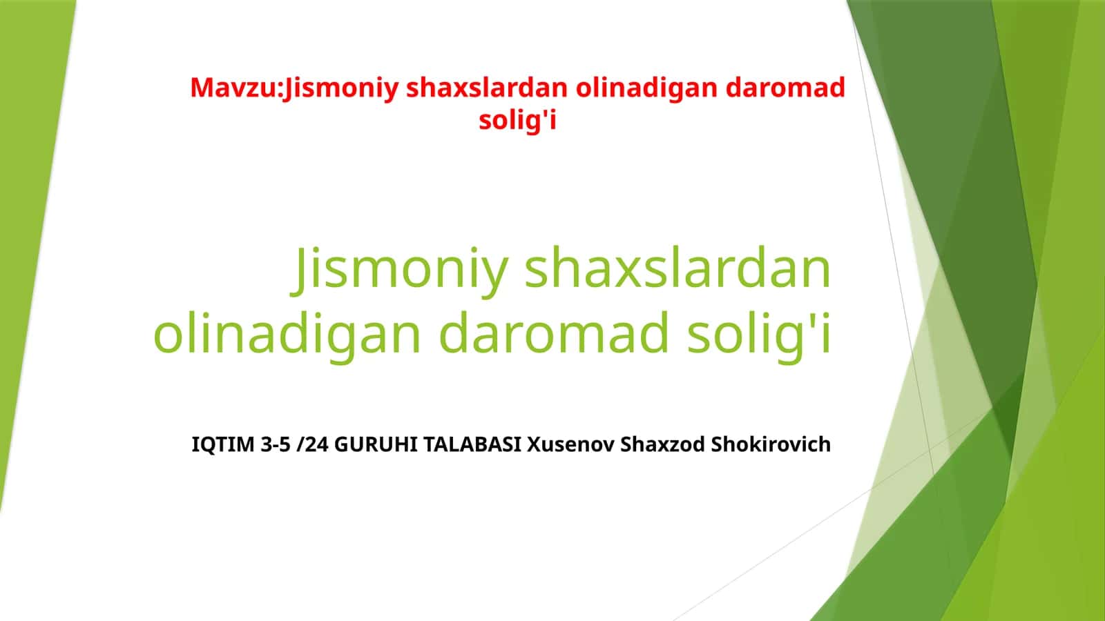 Jismoniy shaxslardan olinadigan daromad solig'i