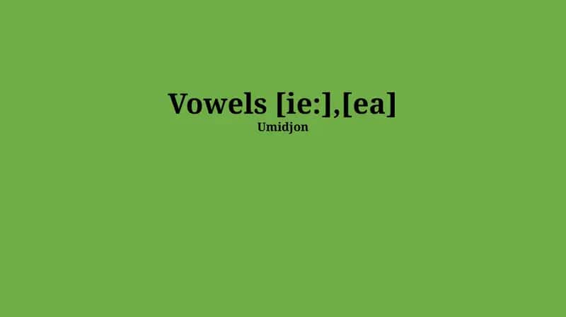 Fundamentals of Vowels