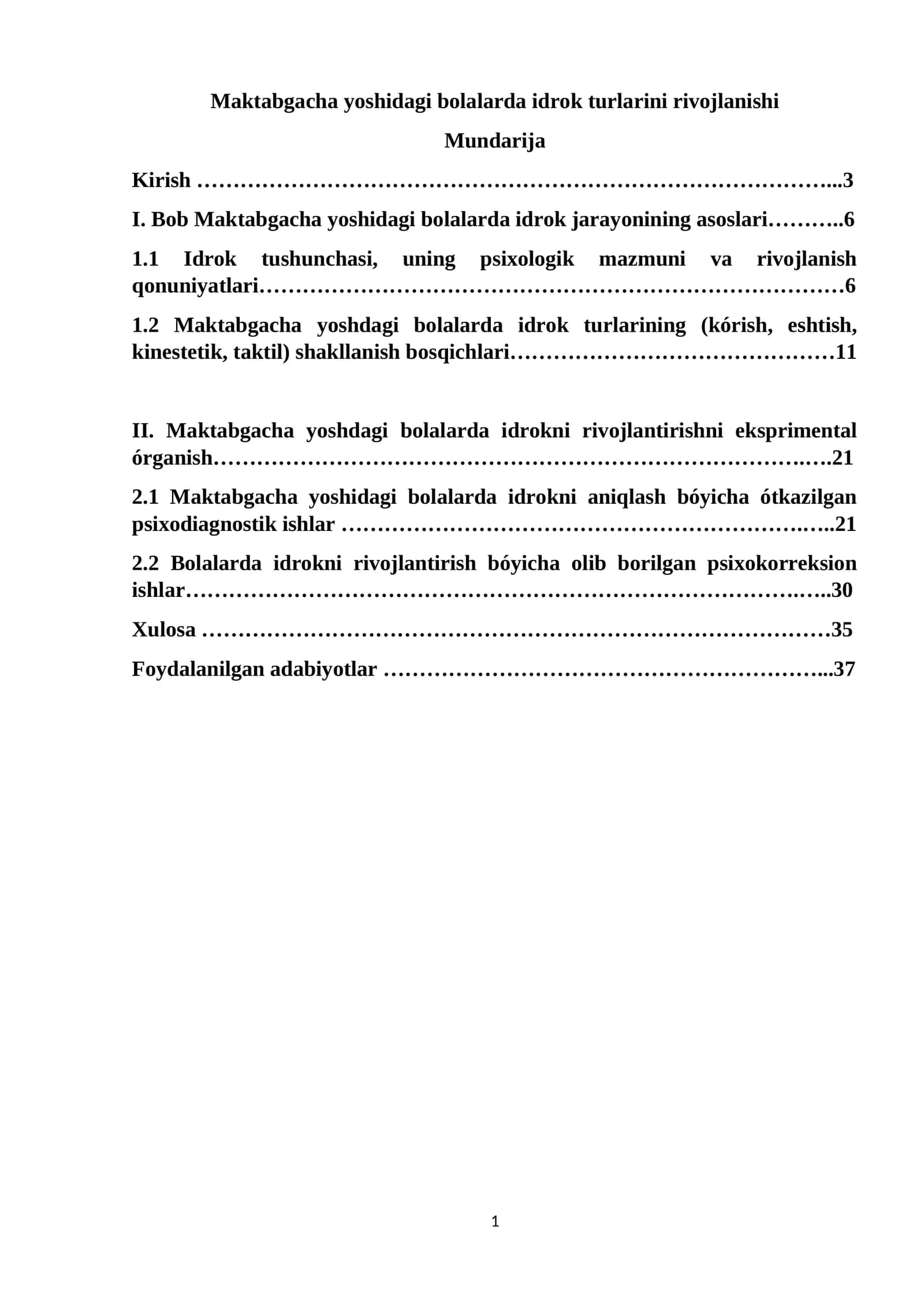 Maktabgacha yoshidagi bolalarda idrok turlarini rivojlanishi