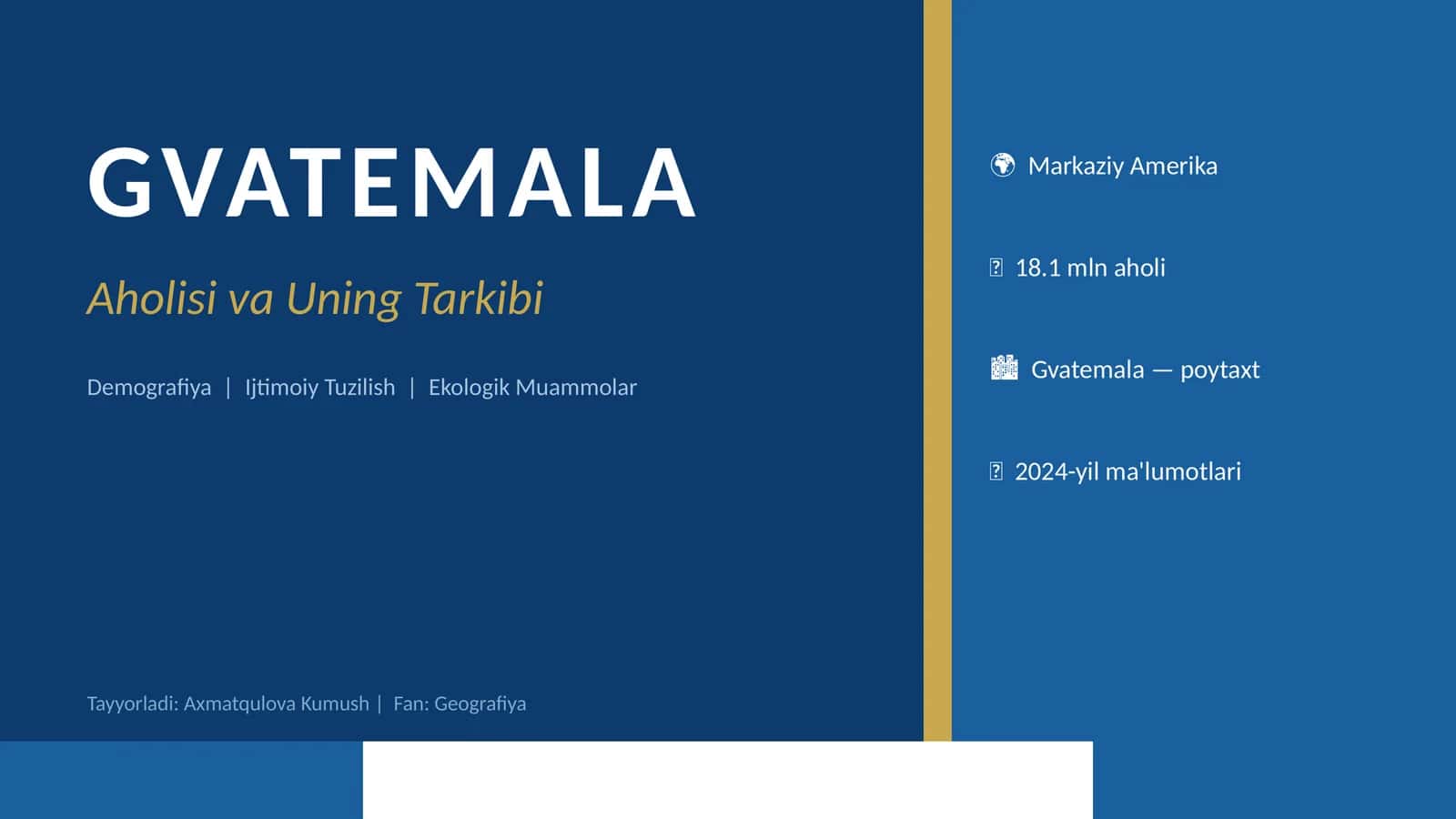 Gvatemala. Aholisi va Uning Tarkibi