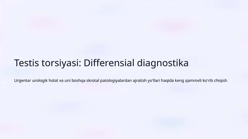 Testis torsiyasi: Differensial diagnostika