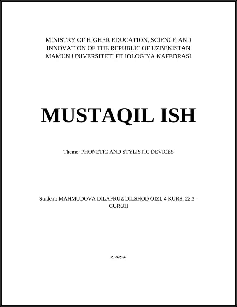 PHONETIC AND STYLISTIC DEVICES