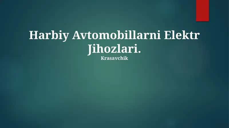 Harbiy Avtomobillarni Elektr Jihozlari