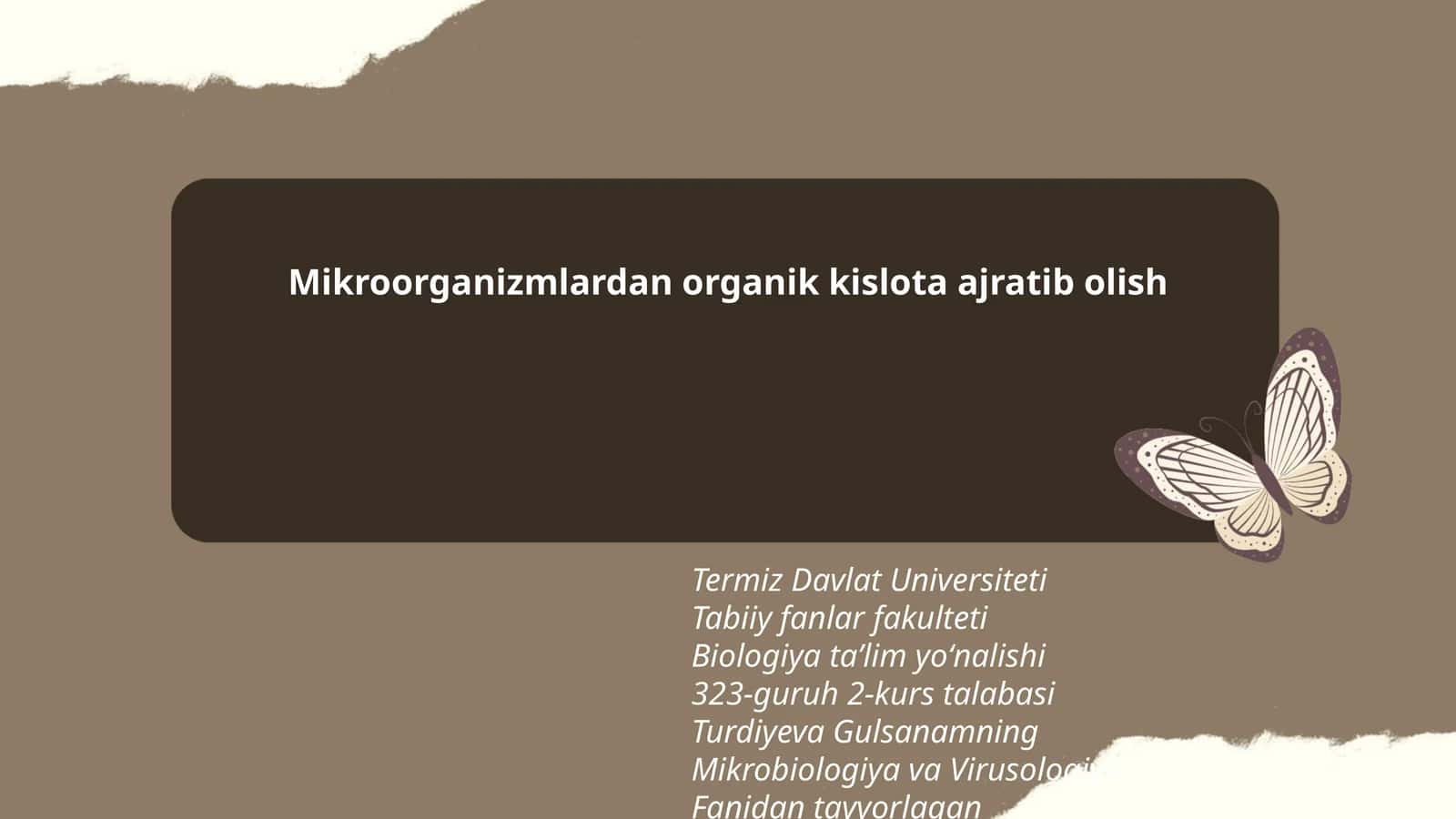 Mikroorganizmlardan organik kislota ajratib olish