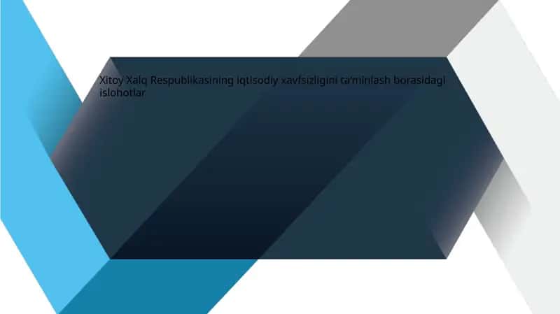Xitoy Xalq Respublikasining iqtisodiy xavfsizligini ta‘minlash borasidagi islohotlar