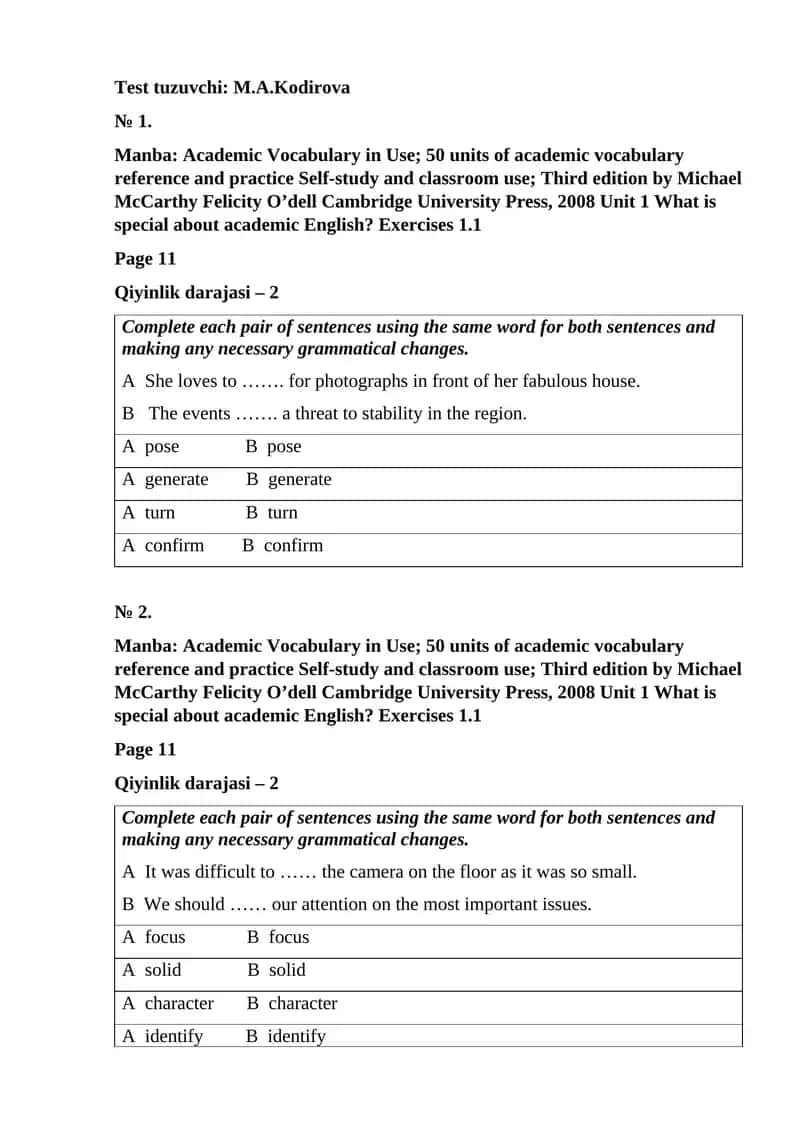 Academic Vocabulary in Use