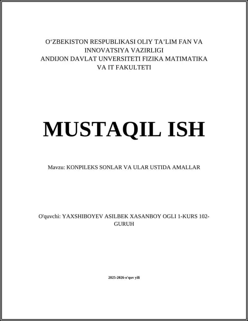KONPILEKS SONLAR VA ULAR USTIDA AMALLAR