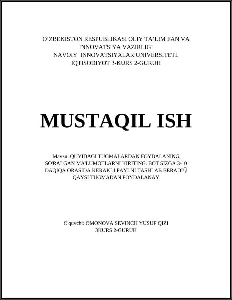 Tugmalar interfeysi va ishlatish qoidalari