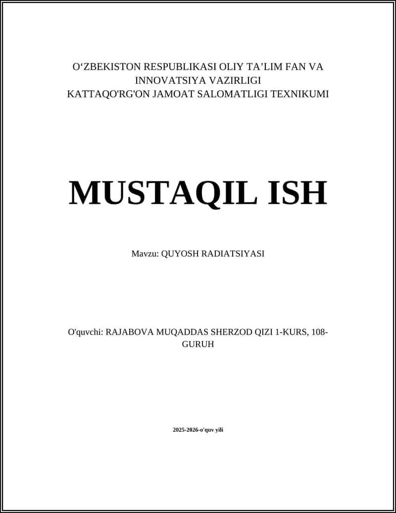 QUYOSH RADIATSIYASI