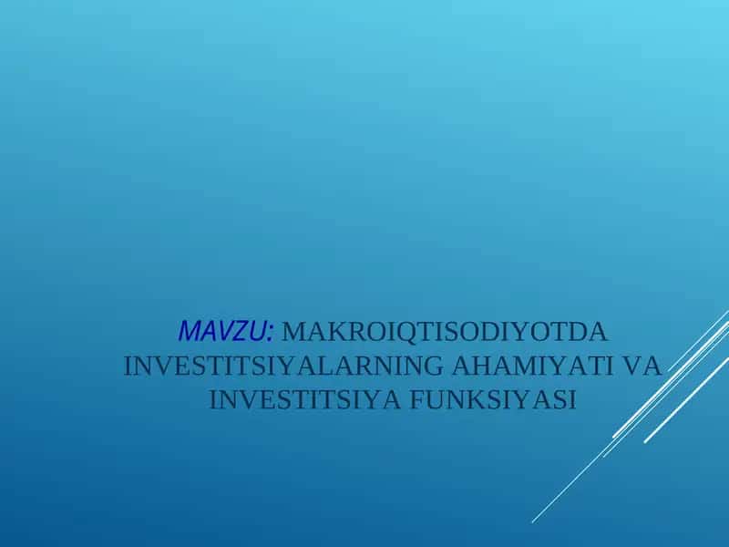 Autonom investitsiyalar grafigi