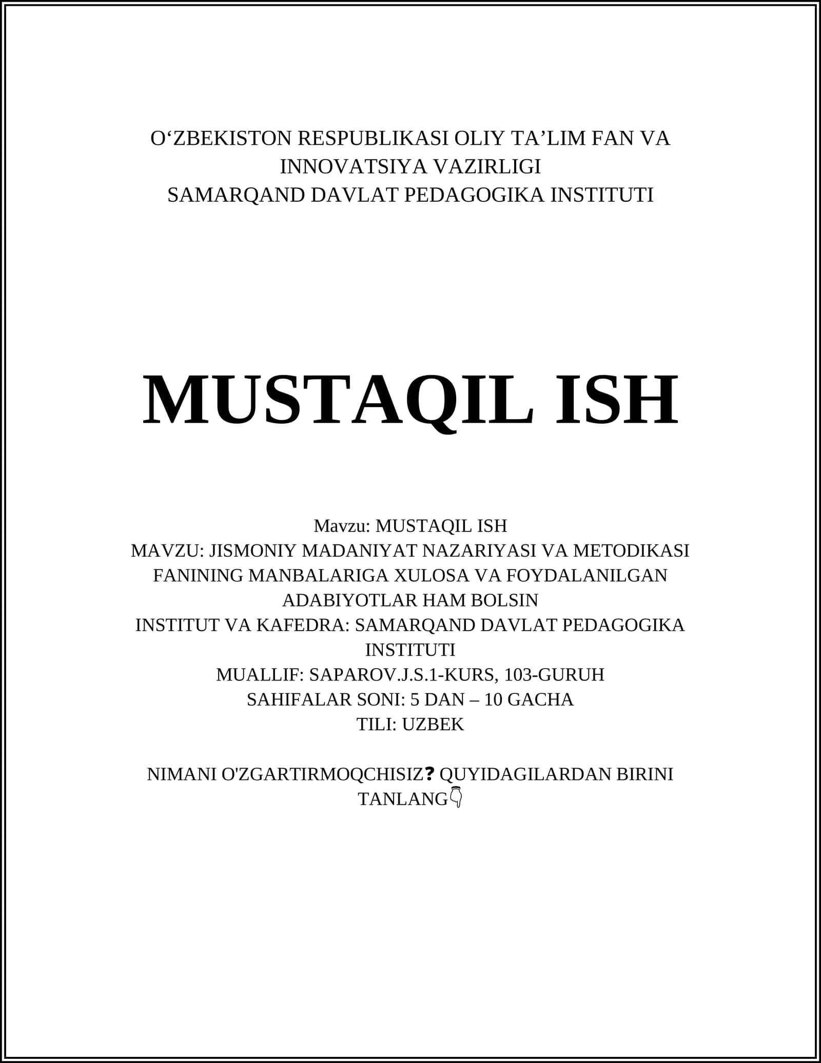 Jismoniy Madaniyat Nazariyasi va Metodikasi Fanining Manbalariga Xulosa va Foydalanilgan Adabiyotlar