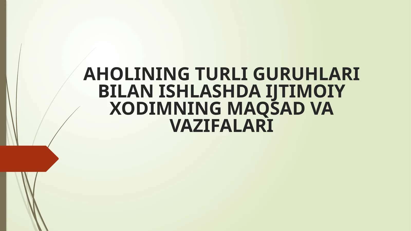 AHOLINING TURLI GURUHLARI BILAN ISHLASHDA IJTIMOIY XODIMNING MAQSAD VA VAZIFALARI