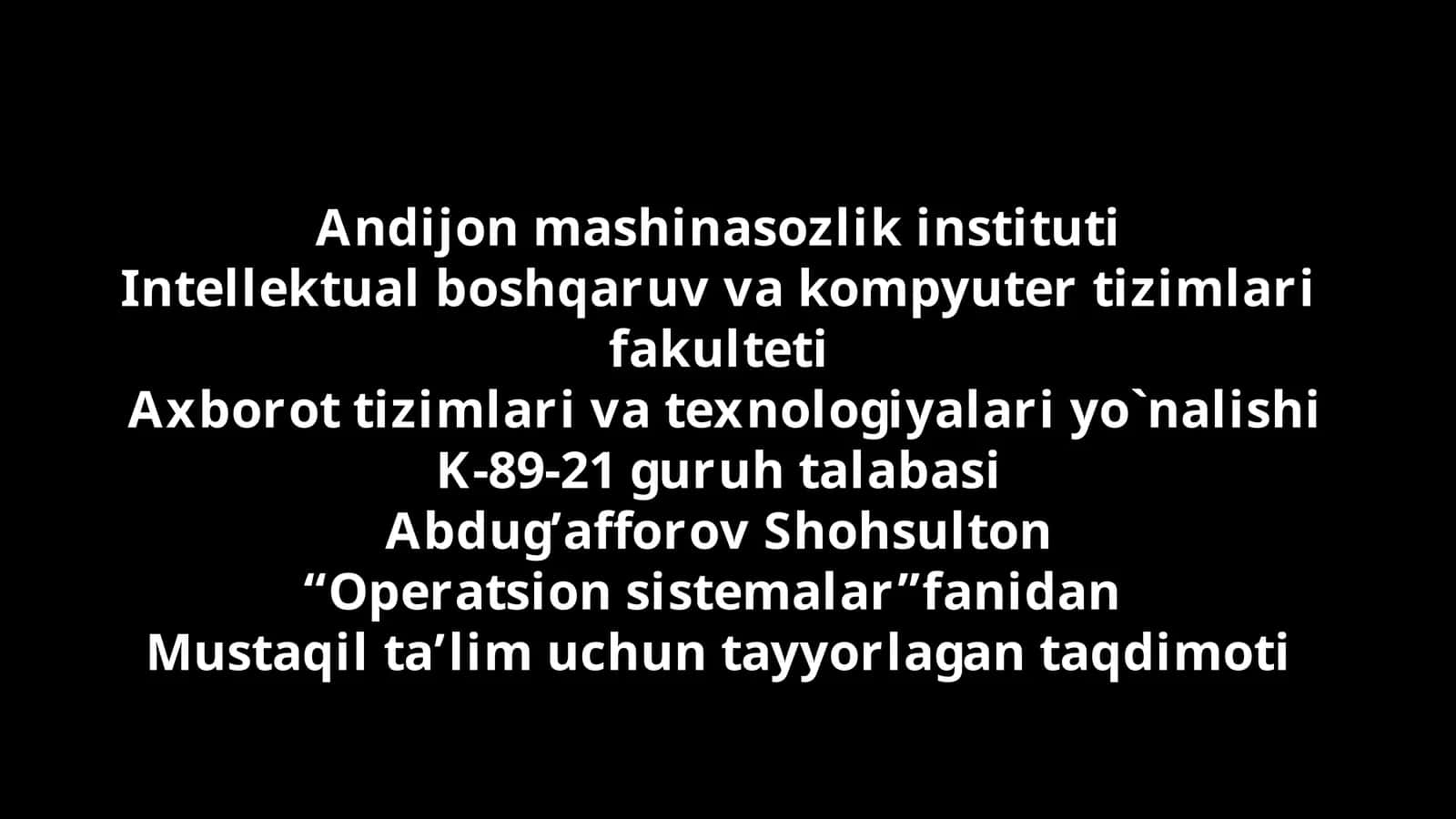 Intellektual boshqaruv va kompyuter tizimlari fakulteti