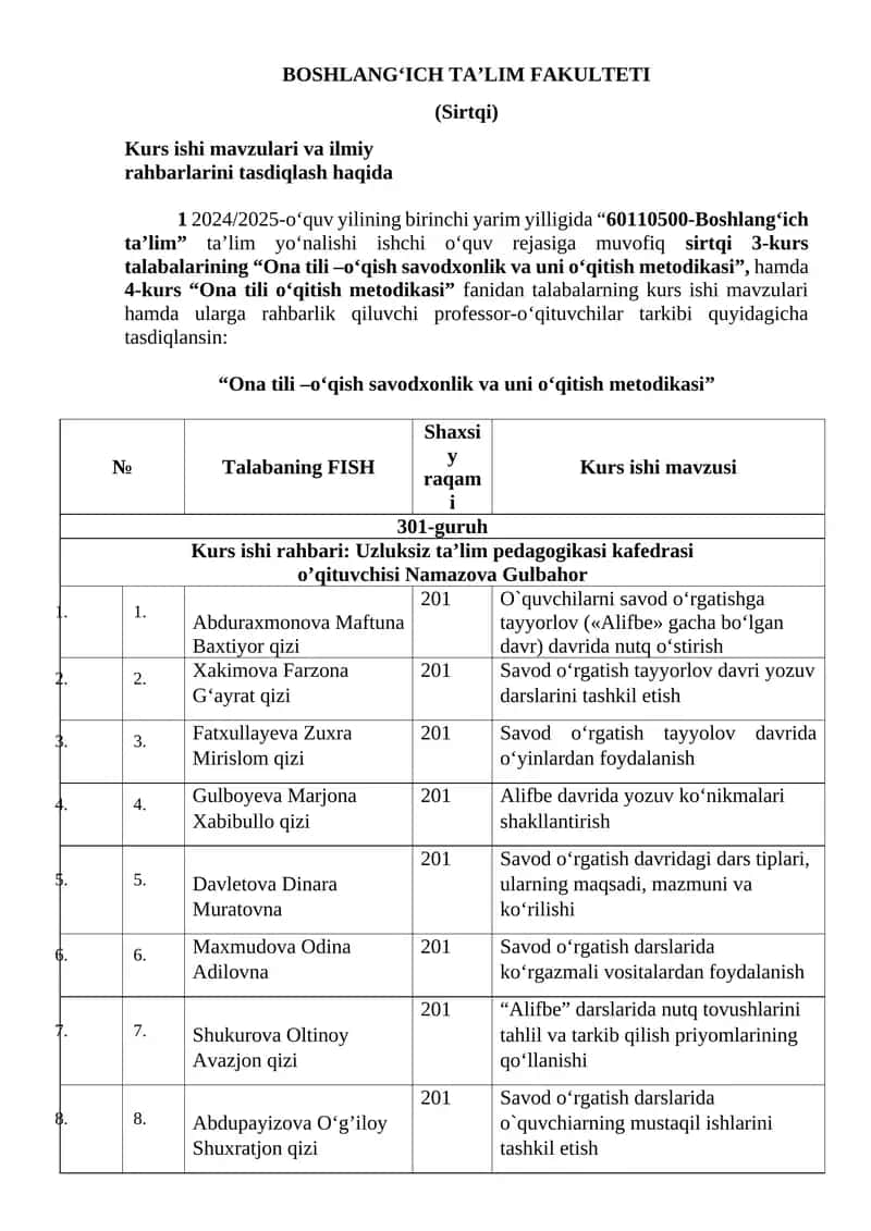 Ona tili –o‘qish savodxonlik va uni o‘qitish metodikasi