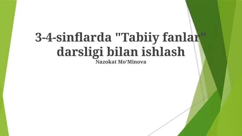 3-4-sinflarda "Tabiiy fanlar" darsligi bilan ishlash