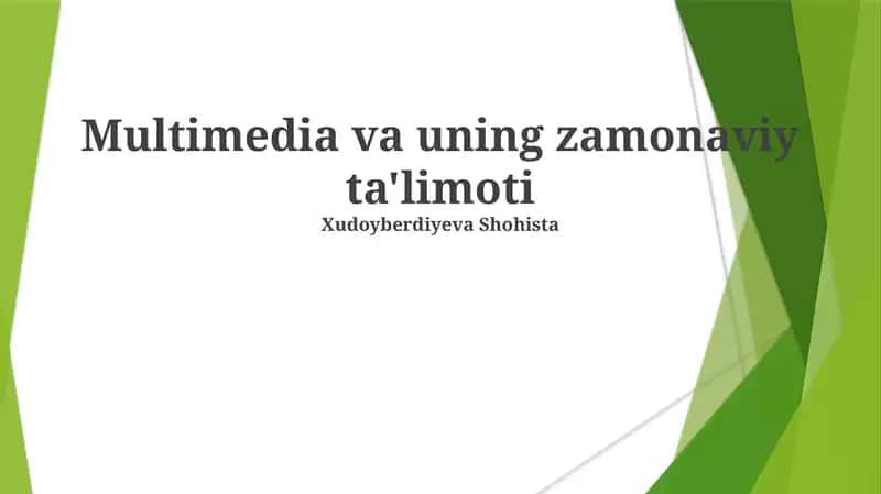 Multimedia va uning zamonaviy ta'limoti