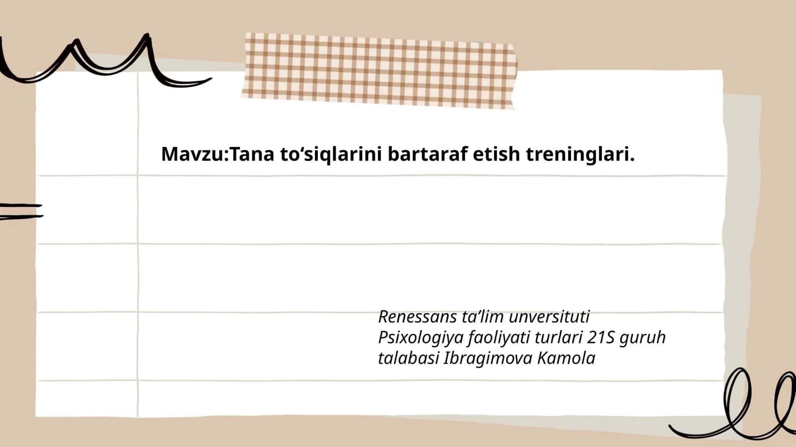 Tana to‘sirlarini bartaraf etish treninglari