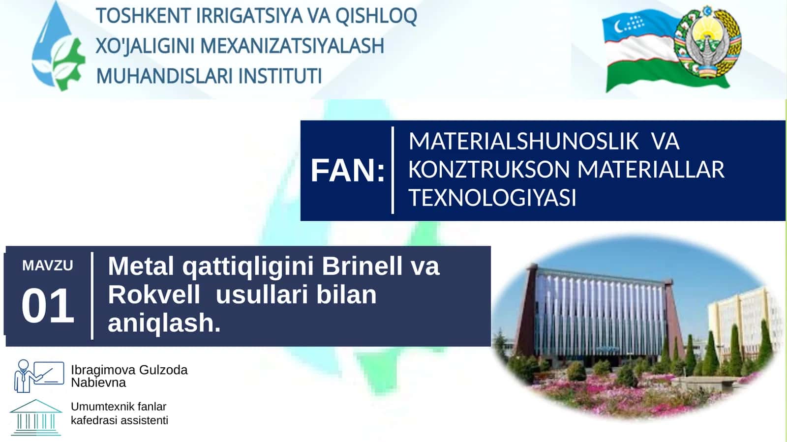 MATERIALLAR QATTIQLIGINI BRINELL VA ROKVELL USULLARI BILAN ANIQLASH