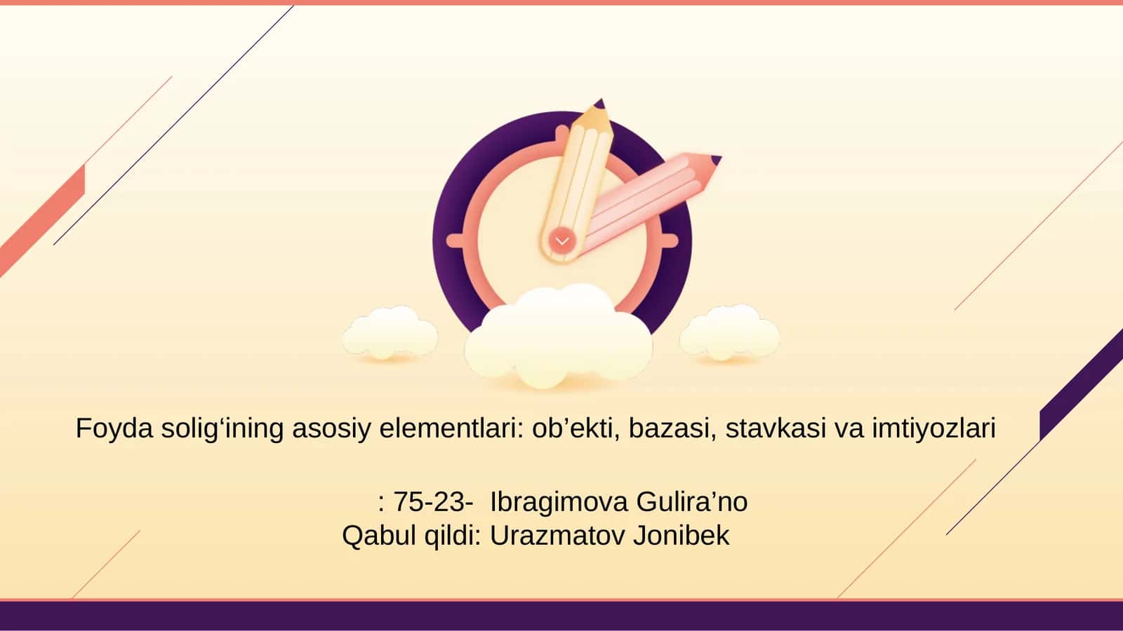 Foyda solig‘ining asosiy elementlari: ob’ekti, bazasi, stavkasi va imtiyozlari