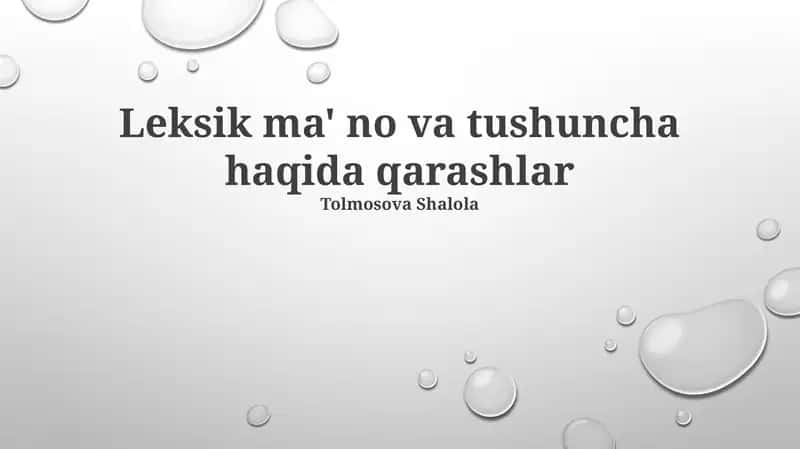 Leksik ma'no va tushuncha haqida qarashlar