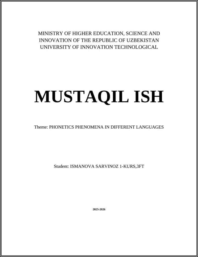 PHONETICS PHENOMENA IN DIFFERENT LANGUAGES