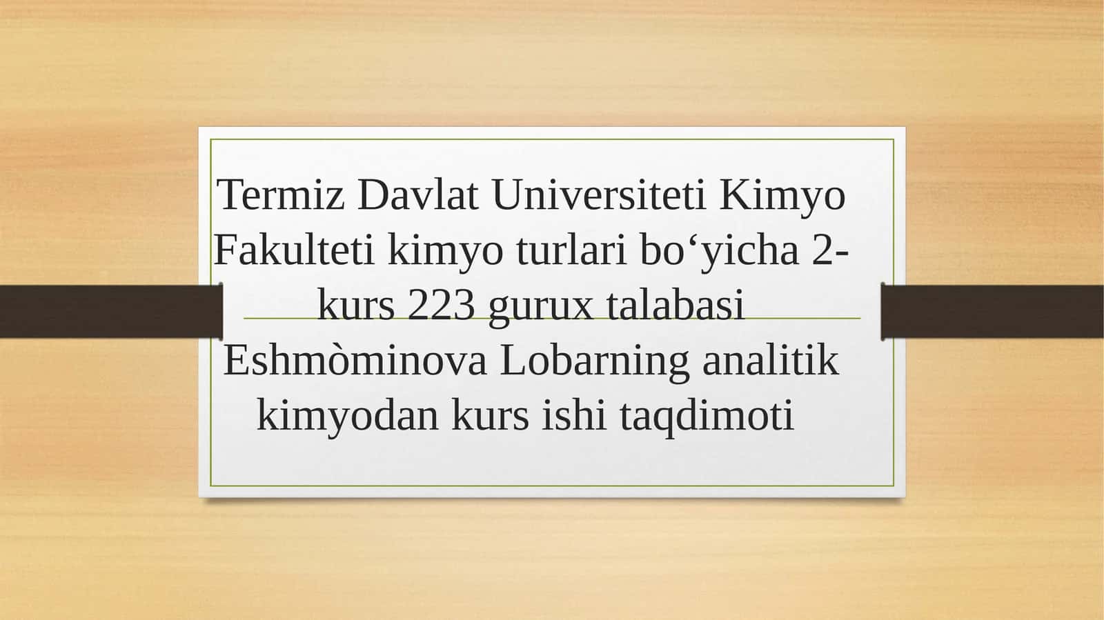 Tabiiy va oqava suvlardagi Fe 3+ ni fotometrik aniqlash