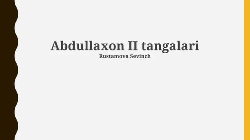 Abdullaxon II tangalari