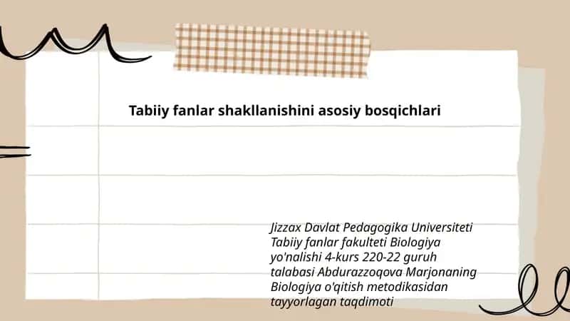 Tabiiy fanlar shakllanishini asosiy bosqichlari
