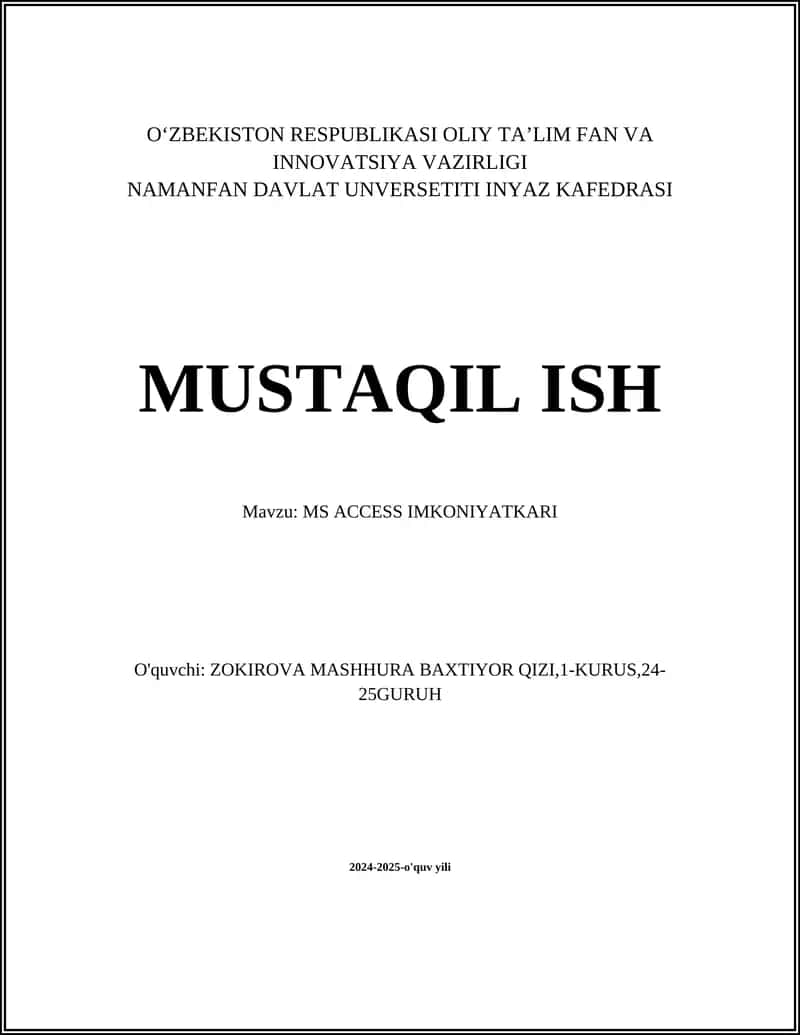 MS ACCESS IMKONIYATKARI
