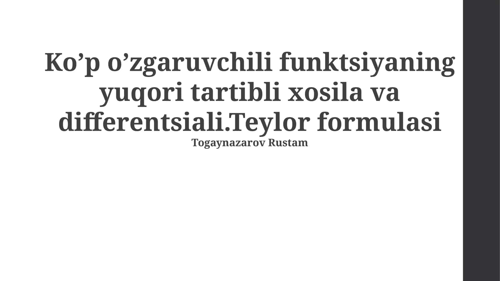 Teylor Formulasi