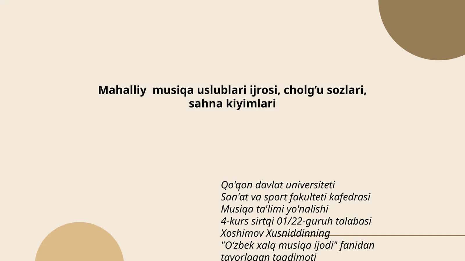 O‘zbek xalq musiqa ijodi