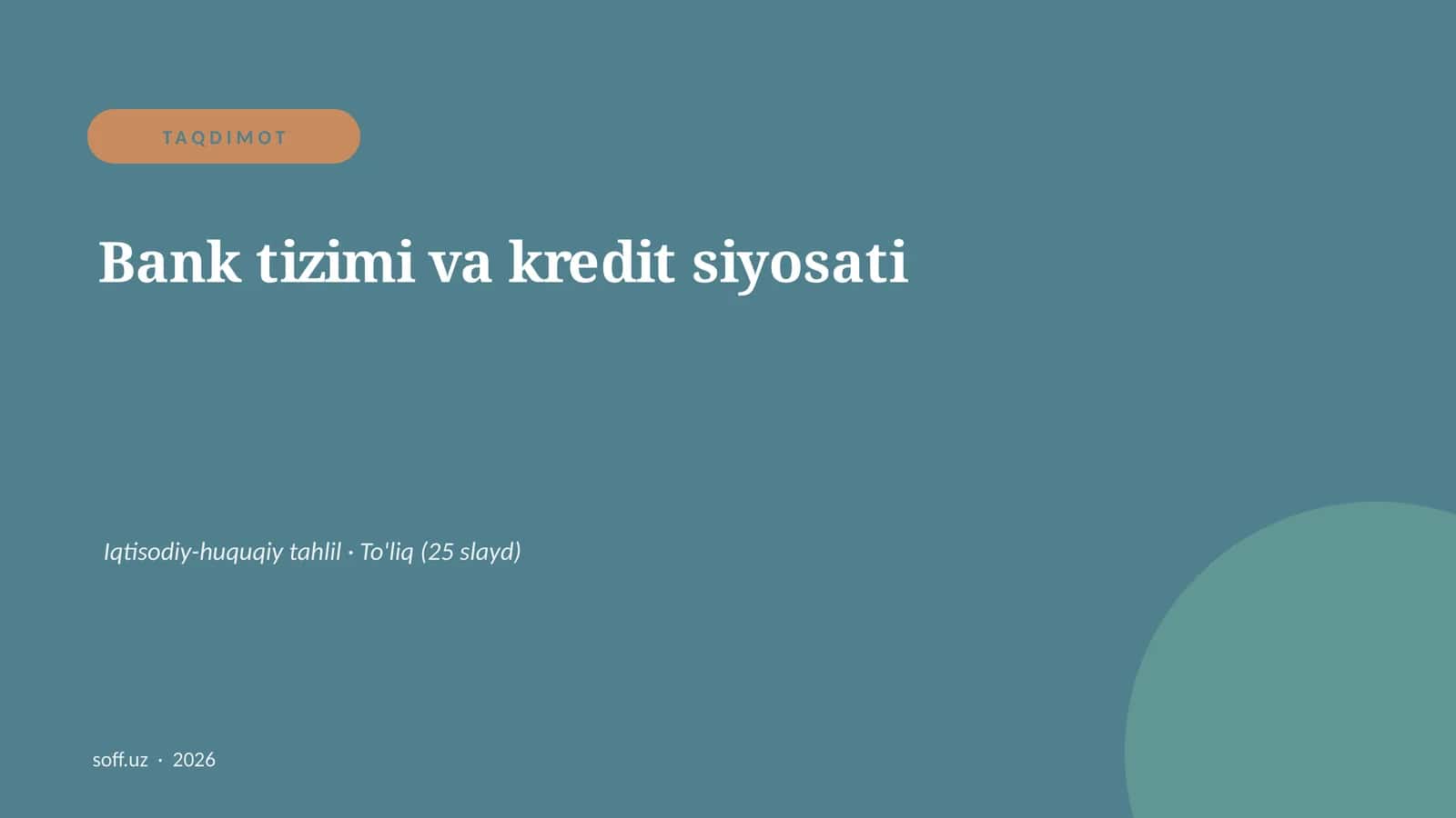 Bank tizimi va kredit siyosati