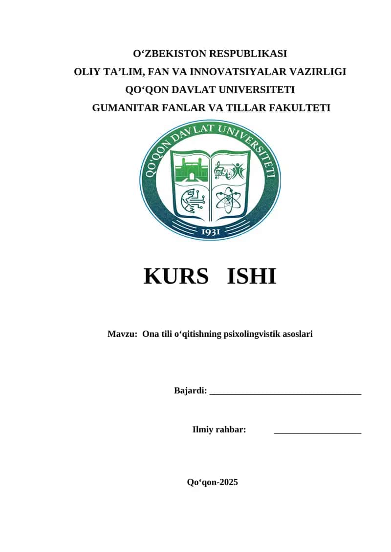 Ona tili oʻqitishning psixolingvistik asoslari
