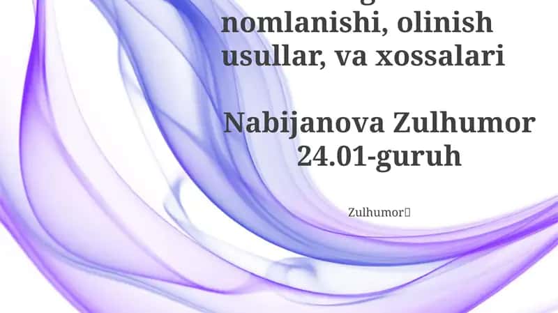 Tuzlarning nomlanishi, olinish usullar, va xossalari